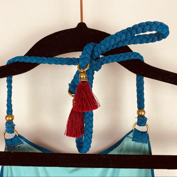 Nanette Lepore Denim Blue Dazed Seductress Embroidered One-piece Bathing Suit - Picture 8 of 10